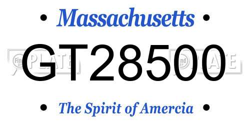 GT28500 Massachusetts License Plate