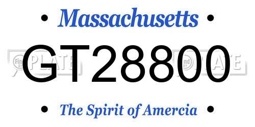 GT28800 Massachusetts License Plate