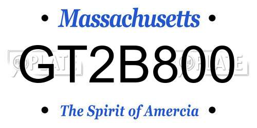 GT2B800 Massachusetts License Plate