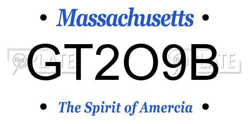 GT2O9B Massachusetts License Plate