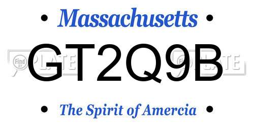 GT2Q9B Massachusetts License Plate