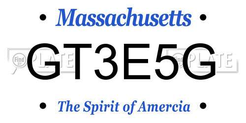 GT3E5G Massachusetts License Plate