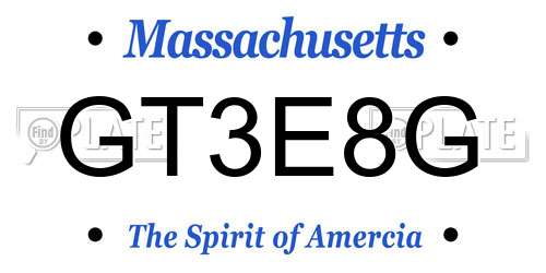 GT3E8G Massachusetts License Plate