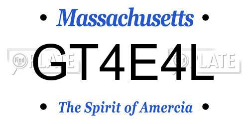 GT4E4L Massachusetts License Plate