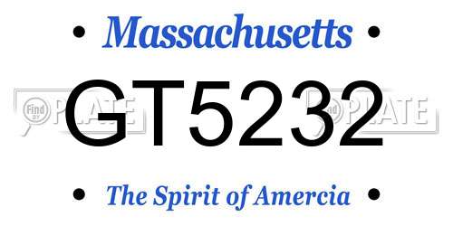 GT5232 Massachusetts License Plate