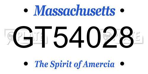 GT54028 Massachusetts License Plate