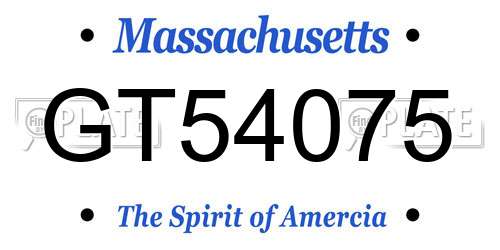 GT54075 Massachusetts License Plate