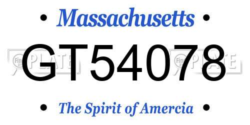 GT54078 Massachusetts License Plate