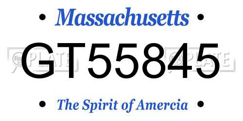 GT55845 Massachusetts License Plate