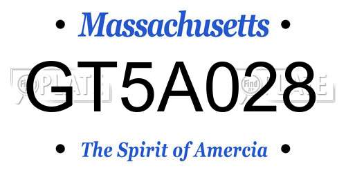 GT5A028 Massachusetts License Plate