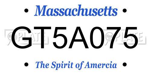 GT5A075 Massachusetts License Plate