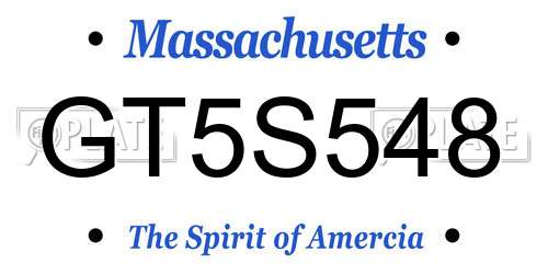 GT5S548 Massachusetts License Plate
