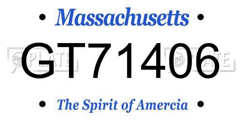 GT71406 Massachusetts License Plate