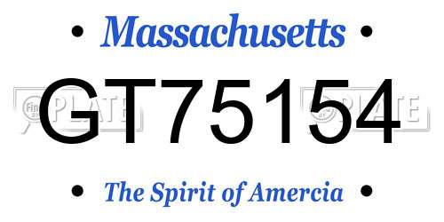 GT75154 Massachusetts License Plate