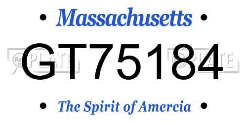 GT75184 Massachusetts License Plate