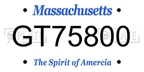 GT75800 Massachusetts License Plate