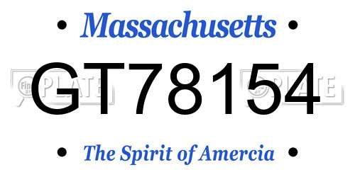 GT78154 Massachusetts License Plate