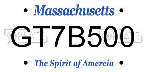 GT7B500 Massachusetts License Plate