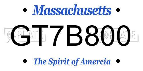 GT7B800 Massachusetts License Plate