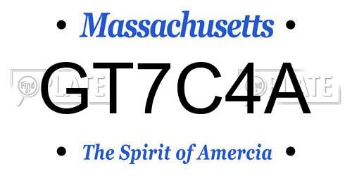 GT7C4A Massachusetts License Plate
