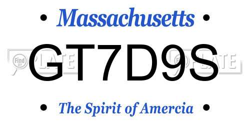 GT7D9S Massachusetts License Plate