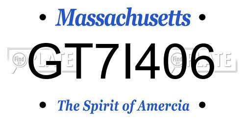 GT7I406 Massachusetts License Plate