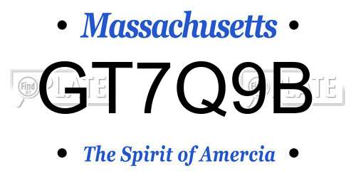 GT7Q9B Massachusetts License Plate