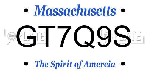 GT7Q9S Massachusetts License Plate