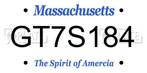 GT7S184 Massachusetts License Plate