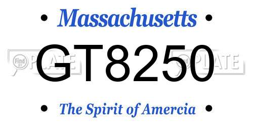 GT8250 Massachusetts License Plate