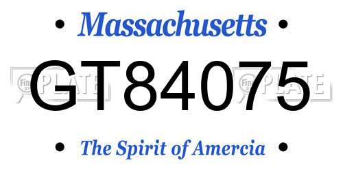 GT84075 Massachusetts License Plate