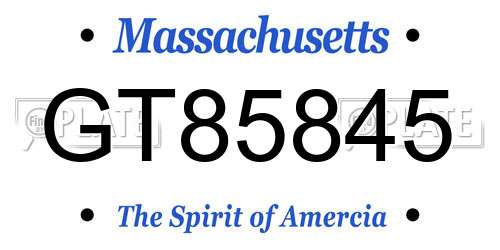 GT85845 Massachusetts License Plate