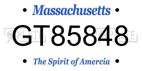 GT85848 Massachusetts License Plate