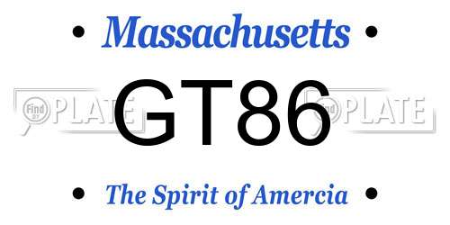 GT86 Massachusetts License Plate