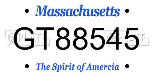 GT88545 Massachusetts License Plate
