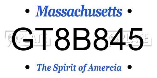 GT8B845 Massachusetts License Plate