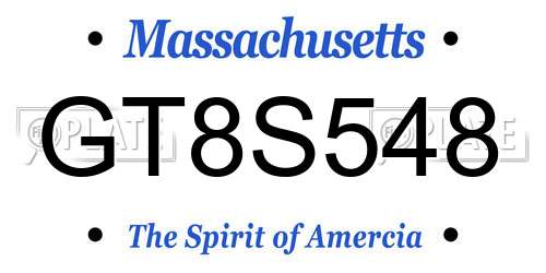 GT8S548 Massachusetts License Plate