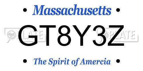GT8Y3Z Massachusetts License Plate