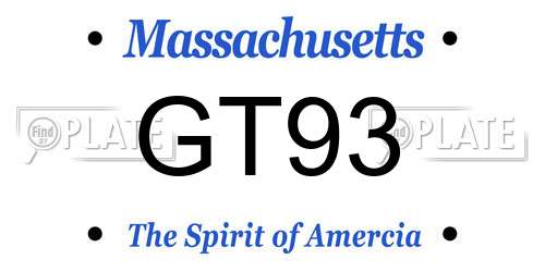 GT93 Massachusetts License Plate