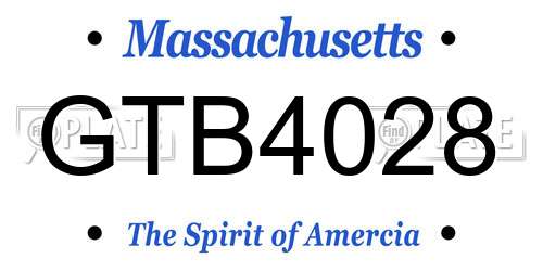 GTB4028 Massachusetts License Plate