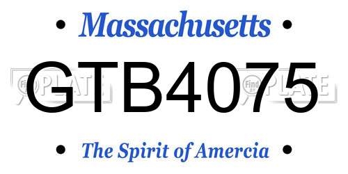 GTB4075 Massachusetts License Plate