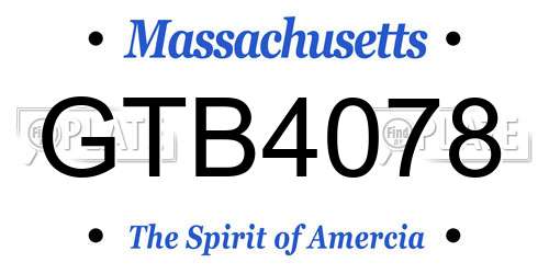GTB4078 Massachusetts License Plate