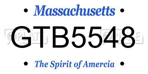 GTB5548 Massachusetts License Plate