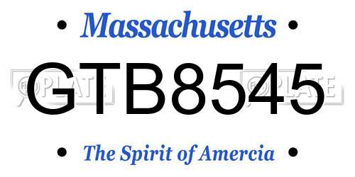 GTB8545 Massachusetts License Plate