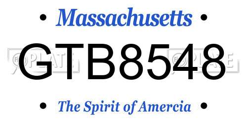 GTB8548 Massachusetts License Plate