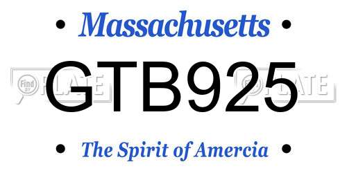 GTB925 Massachusetts License Plate