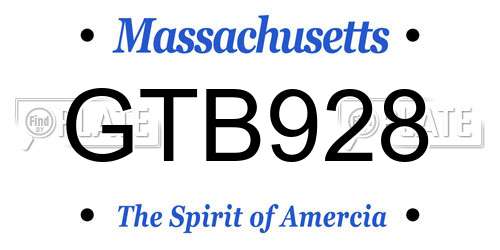 GTB928 Massachusetts License Plate