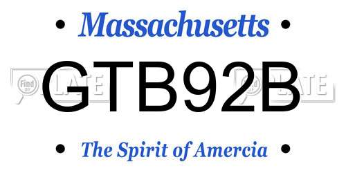 GTB92B Massachusetts License Plate