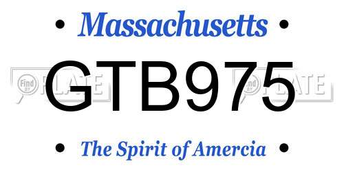 GTB975 Massachusetts License Plate