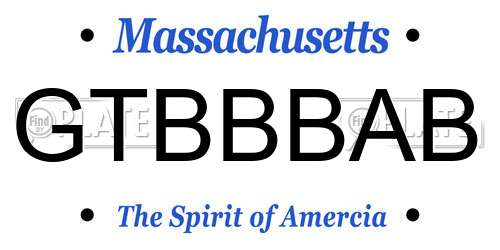 GTBBBAB Massachusetts License Plate